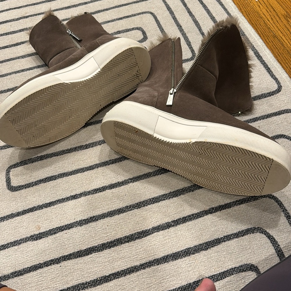 J/Slides Grey Leather Platform Boots Size 10 With… - image 8